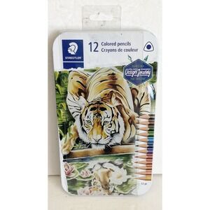 Staedtler 12 Colored Pencils Design Journey Art Tiger Tin 1278 3.0 mm Easy Blend